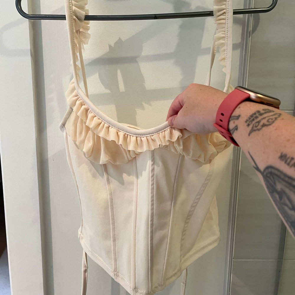 Cream Ruffled Women's Top - Picture 2 of 3